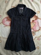 Jeansowa czarna grafitowa sukienka szmizjerka Pretty Sille 128 jak nowa