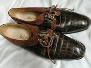 Woskie, skórzane półbuty w stylu retro, vintage 39/25cm