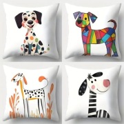 Poszewka na poduszkę, kolorowe pieski dla dzieci, 45x45cm, komplet 4 szt.