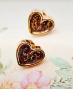 Serca serduszka złote delikatne kolczyki multikolor Fashion Jewelry Modne