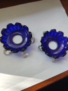 Antykwaryczne profitki z kobaltowego kryształowego szkła