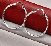 Nowe kolczyki duże 4 cm koła srebrne 925 kryształowy wzór