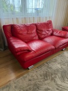 Kanapa skórzana naturalna skóra piękny czerwony kolor 2 osobowa