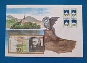 Koperta numizmatyczna z banknotem Słowenia