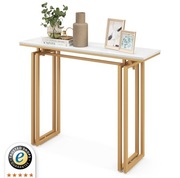 Konsola z blatem imitującym marmur 110 cm złota