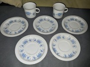 Zestaw kawowy Wawel, filiżanki i spodki z porcelany vintage, PRL