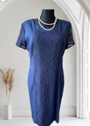 Elegancka Sukienka granatowa z koronką Polska produkcja