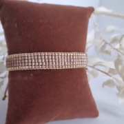 Bransoletka tkana z koralików regulowana brązowy złoty beżowy mocha