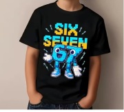 KOSZULKA DZIECIĘCA CZARNA  SIX SEVEN 67 STEAL A BRAINROT ROBLOX 128 - 140