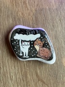 Koty, magnes na lodówkę, malowany kamień