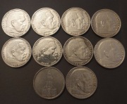 Monety 5 marek, 5 reichsmarek, 1935 rok, 1936 rok, 10 sztuk, srebro