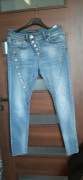 Jeansy dżinsy guziki elastyczne boyfrend elastyczn