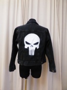 Kurtka czarna jeansowa Punisher Handmade