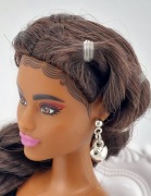 Kolczyki biżuteria dla lalki Barbie srebrne serca