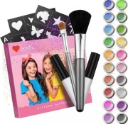 Brokatowe kolorowe tatuaże z szablonami