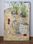 Wiosna i bawełna Obraz olejny Martwa natura