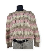 Sweter HAND MADE S M Ażurowy Pastelowy Wełna Boho Unikat
