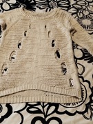 Beżowy sweter z dziurami i dłuższym tyłem River Island M 38 