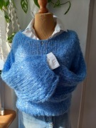 Sweter niebieski oversize sweterek mgiełka 