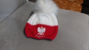 Czapka zimowa z pomponem kibica Polski patriotyczna