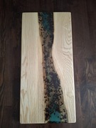 Blat jesionowy z żywicą epoksydową i ziarnami kawy – 74x39 cm