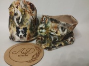 Komplet czapka komin bawełniany Beagle,Pudel, Bulterier, Border Collie 