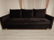Sofa Kanapa Czarny Welur Funkcja Spania 