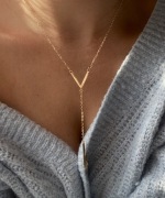 złoty naszyjnik wisiorek długi łańcuszek choker stal 