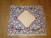 Poszewka na poduszkę jaśka ręcznie robiona kwiaty haft płótno len PRL