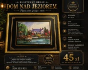 Obraz dekoracyjny ścienny pejzaż dom nad jeziorem 26x30 cm