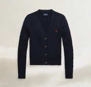 POLO RALPH LAUREN kardigan w warkocze granat bawełna M/L