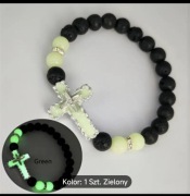 Bransoletka z Krzyżykiem świecącym w ciemności w kolorze zielonym 