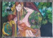 Obraz pastelowy , Macierzyństwo wg S. Wyspiańskiego, wym. 100 x70 