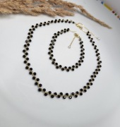 Naszyjnik bransoletka zestaw biżuterii srebro kamień naturalny turmalin