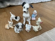 Porcelanowe zwierzątka pieski kotek słoniki babcia gratisy