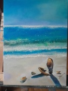 Obraz olejny ręcznie malowany 30x40 cm "Nad brzegiem morza"