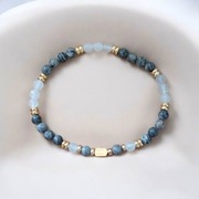 Bransoletka jaspis szary jadeit hematyt biała złota