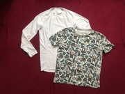 bluza trekkingowa turystyczna męska r.M/L biała + T-shirt 