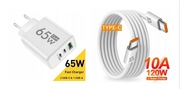 SZYBKA ŁADOWARKA SIECIOWA 65W GaN 1xUSB A 2x USB C QC 3.0, PD 33W + Kabel