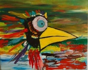 Obraz olejny i akryl na płótnie Ptaszek 