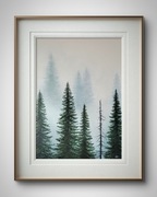 Obraz olejny - Zamglony Las - 50 x 70 cm- ręcznie malowany