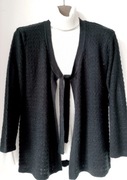 Monnari cieplutki ciekawy wiązany sweter narzutka 40 42 L XL czerń