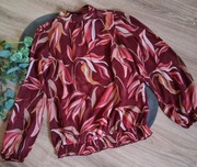 Lekka bordowa bluzka z stójką ściągacze 40 Bonprix 