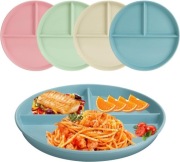 Plastikowe talerze porcjowe 23 cm, 4 szt. talerze dzielone, kontrola porcji