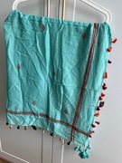 CHUSTA Szalik Szal damski apaszka frędzle turkus bawełna Expresso 100x100cm