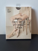 H&M: Zestaw 2x rajstopy 2 pack kolor espresso czekolada brązowy rozmiar L