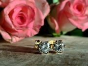 Srebrne kolczyki z 2 x 0,5crt diamentem Moissanitem pozłacany 