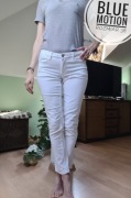 Bawełniane, białe spodnie Blue Motion rozm. 38 M high waist rurki skinny