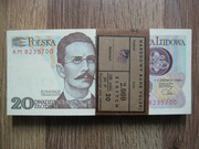 PACZKA BANKOWA 20 ZŁOTYCH 1982 ROK SER AM 100 SZTUK KOLEJNE NR TRAUGUTT 