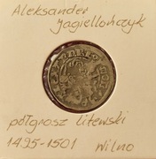 Aleksander Jagiellończyk półgrosz litewski Wilno 1495 - 1501